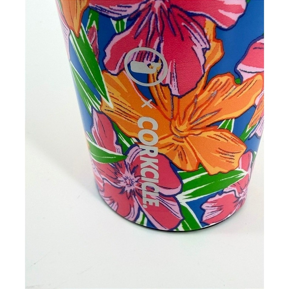 Vineyard Vines x Corkcicle 24oz Insulated Tumbler Tropical Floral Blue Pink - Picture 5 of 8